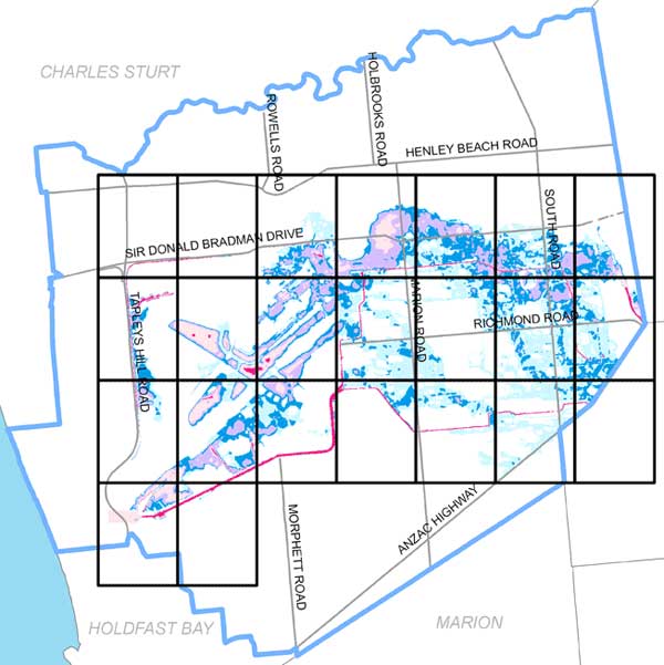 Flood prone areas map City of West Torrens