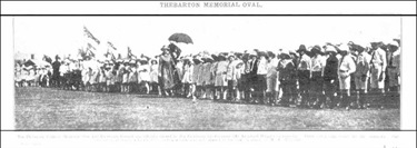 Children gathered at the Thebarton Oval opening