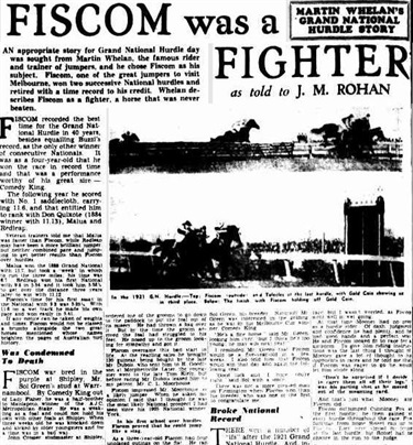 Fiscom was a fighter, Sporting Globe, 5 July 1941 via Trove