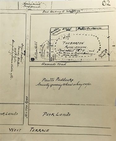 Plan of Thebarton racecourse and surroundings from SLSA collection