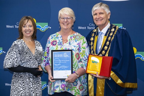 Community-Service-Award-Sally-Hyman-with-Mayor-Michael-Coxon-and-Monique-Bareham.jpg