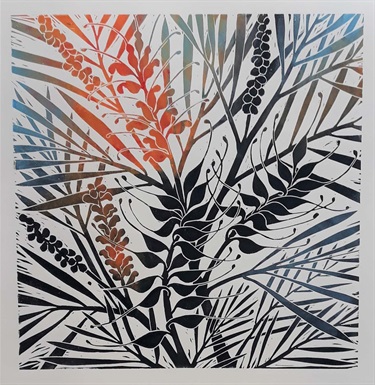 Anne Mills - GREVILLEA - Linocut @ Mrs Harris Shop