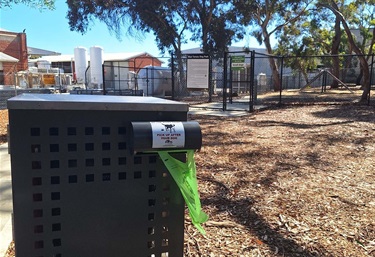 Dog bin outside of dog park Torrensville